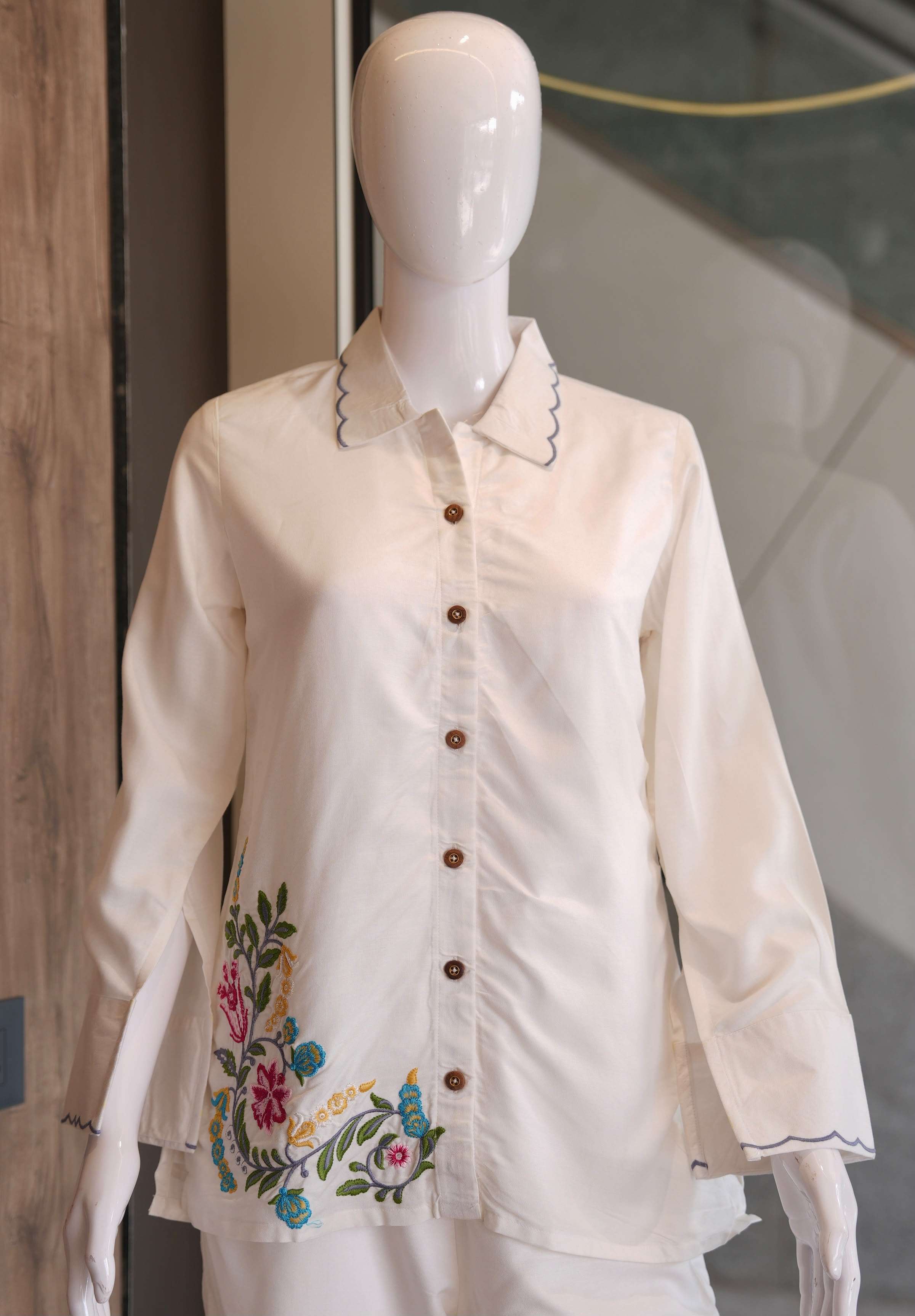 044 BOUTIQUE PREMIUM COTTON WHITE CORD SET FOR RICH PARTY WEAR WHOLESALER SURAT
